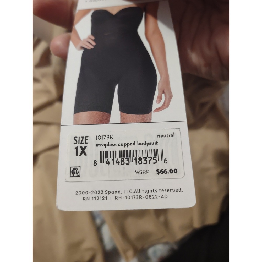 Red Hot by Spanx Strapless Cupped Bodysuit Neutral Beige Shapewear 10173R 1X - Picture 3 of 10